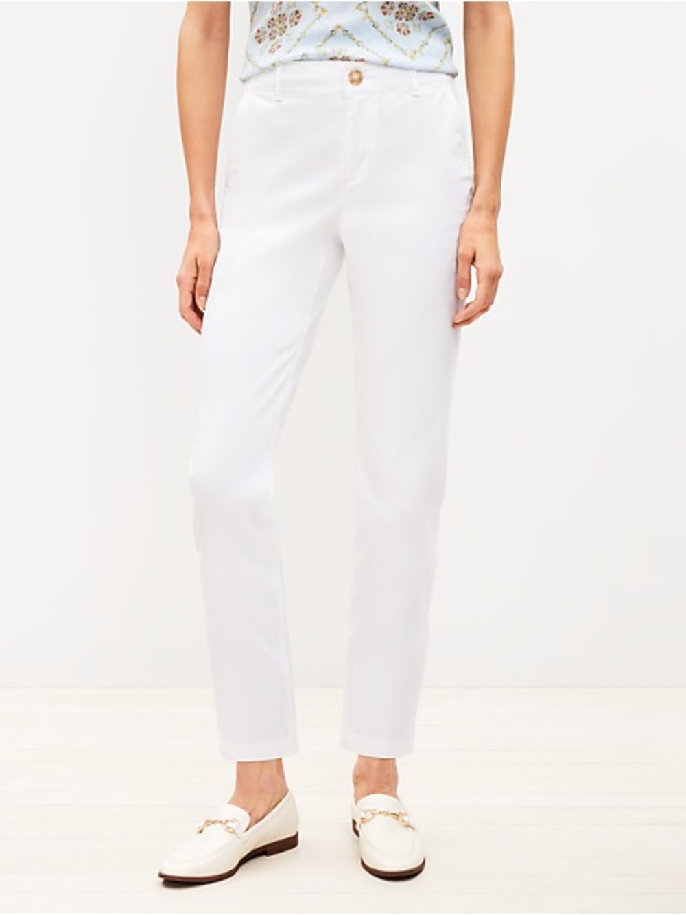 LOFT White Monroe Slim Straight Leg Cropped Ankle Chino Pants Womens 6 Six